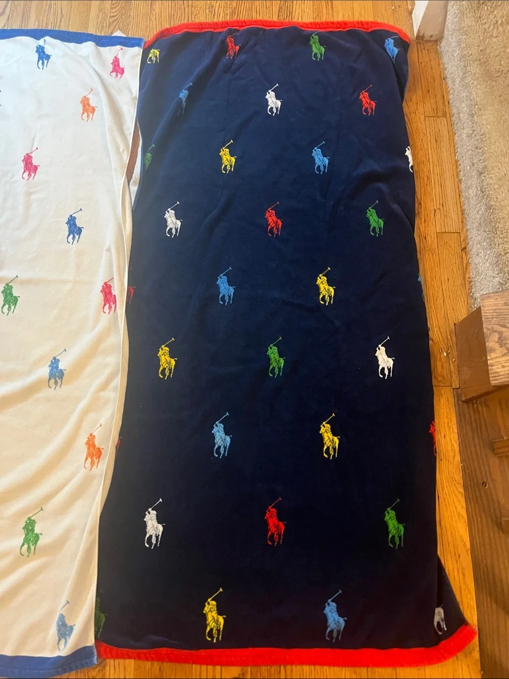 Polo Ralph Lauren Large Beach Towel Navy/White Multicolored Soft 62”x 34” approx